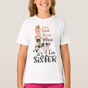 Boerderijdieren Eerste verjaardag Matching Sister  T-shirt