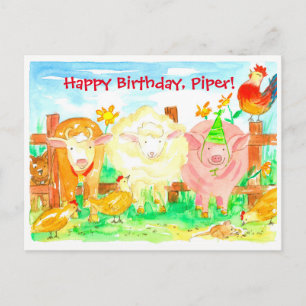 Boerderijdieren Happy Birthday Briefkaart
