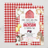 Boerderijdieren Jongen Rood Gingham Boerderij Verj Kaart (Voorkant / Achterkant)