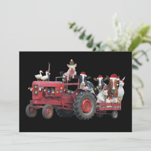 Boerderijdieren Kersttruck Landelijke Tractor Kers Feestdagenkaart