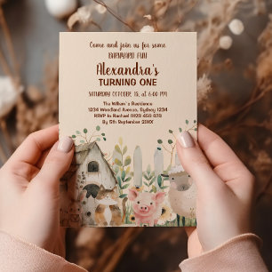 Boerderijdieren Land 1e verjaardag Kaart