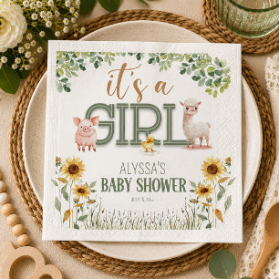 Boerderijdieren Meisje Baby Shower Servet