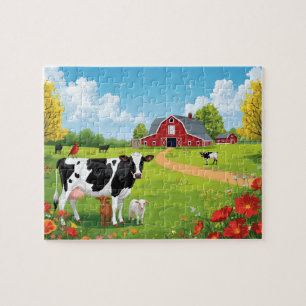 Boerderijdieren met schuur landschap legpuzzel