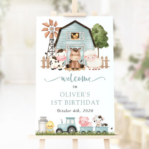Boerderijdieren, Mooie Dieren, Eerste Verjaardag W Poster
