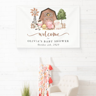 Boerderijdieren, Mooie Dieren, Welkom bij Baby Sho Spandoek