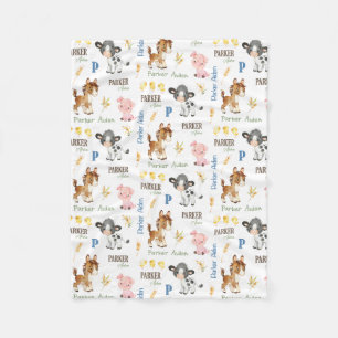 Boerderijdieren Naam Herhaal deken 30x40 fleece