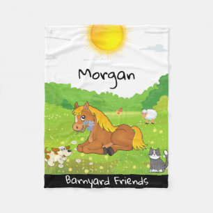 Boerderijdieren Pony, Kat, Hond, Kip, Lam Fleece Deken