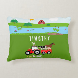 Boerderijdieren & rode tractor barnyard aangepaste accent kussen