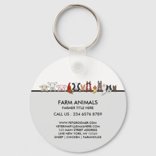 Boerderijdieren Schaap Kip Koe merk cadeau Sleutelhanger
