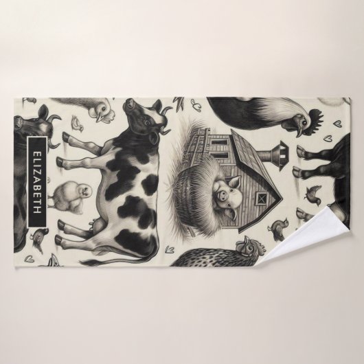 boerderijdieren schilderen badhanddoek (Badhanddoek)