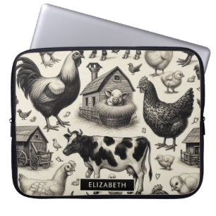 boerderijdieren schilderen laptop sleeve