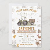 Boerderijdieren Tractor Kinderen 1e Verjaardag Kaart (Voorkant)