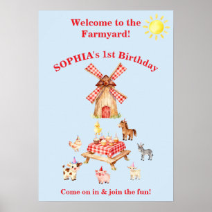 Boerderijdieren Verjaardag Welkom Poster Bewerkbaa