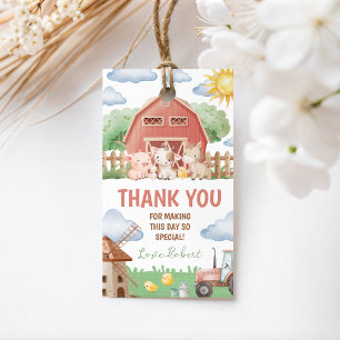 Boerderijdieren Verjaardags Dankkaart Cadeaulabel