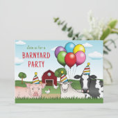 Boerderijdieren Verjaardagsballonnen en Petten Bar Kaart (Staand voorkant)