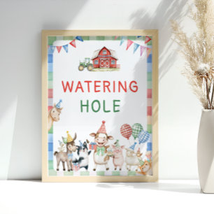 Boerderijdieren Verjaardagsfeestje Watering Hole Poster