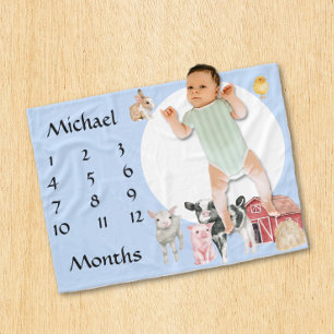 Boerderijdieren Watercolor Baby Geschenk  Fleece Deken