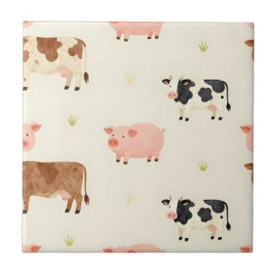 Boerderijdieren Watercolor Moo Patroon Tegeltje