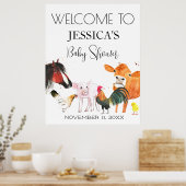 Boerderijdieren Waterverf Baby shower Welkomstbord Poster (Keuken)