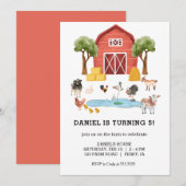 Boerderijdieren Waterverf Kind Verjaardagsfeest Kaart (Voorkant / Achterkant)