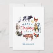 Boerderijdieren waterverf landinrichting feestdagenkaart (Voorkant)