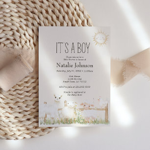 Boerderijdieren Weide Vrienden Baby Shower Kaart