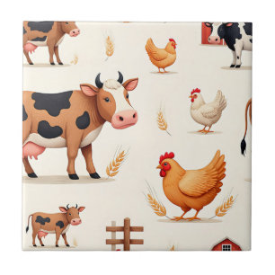 Boerderijdierenschuurpatroon Tegeltje