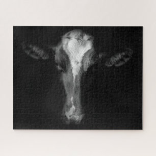 Boerderijen   B&W Koe Hoofd Shot Legpuzzel