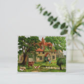 Boerderijen huis met kippen briefkaart (Staand voorkant)