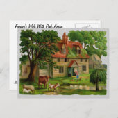 Boerderijen huis met kippen briefkaart (Voorkant / Achterkant)