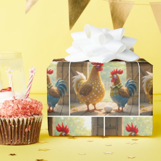 Boerderijen kippen met witte eieren cadeaupapier (Verjaardagsfeest)