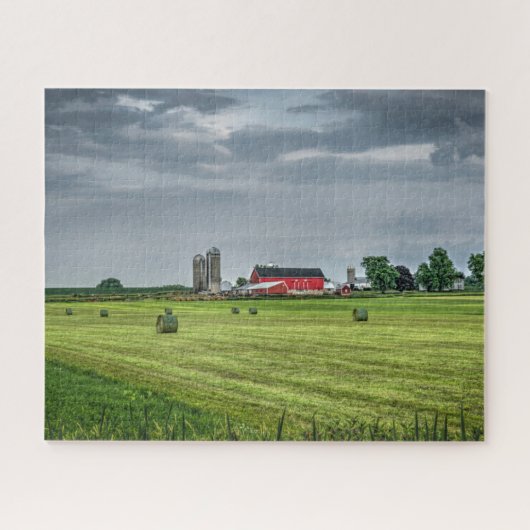 Boerderijen | Rode Barn en Silo in de lente van Ji Legpuzzel (Horizontaal)