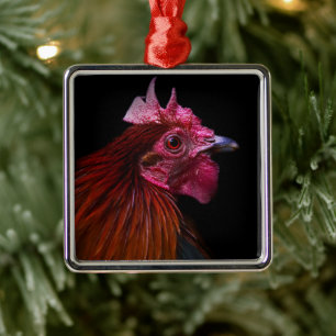 Boerderijen   Rooster Head Shot Metalen Ornament