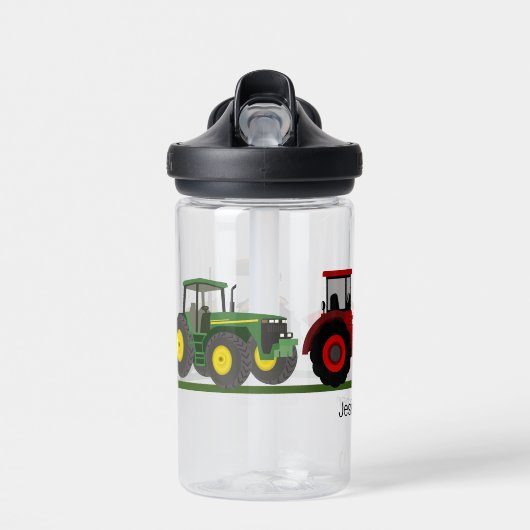 Boerderijen tractorbackhoe - Personaliseer naam Waterfles (Voorkant)
