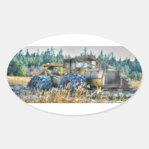 Boerderijen, trekkers, rugleuningen, Boerderijen Ovale Sticker