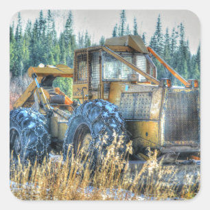 Boerderijen, trekkers, rugleuningen, Boerderijen Vierkante Sticker