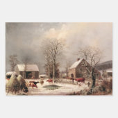  Boerderijen Winter Decoupage Heavy Weight 3-set Inpakpapier Vel (Voorkant 3)