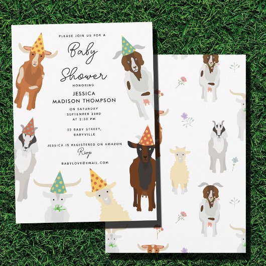 Boerderijfeest met schattige geiten Baby Shower Kaart