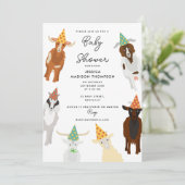 Boerderijfeest met schattige geiten Baby Shower Kaart (Staand voorkant)