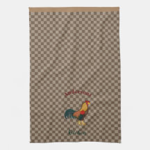 Boerderijhaan Gingham Kip Keukenhanddoek