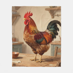 Boerderijkeuken met trotse haan fleece deken