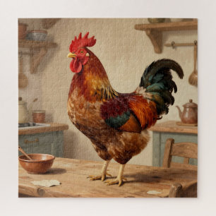 Boerderijkeuken met trotse haan legpuzzel