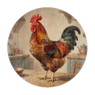 Boerderijkeuken met trotse haan snijplank