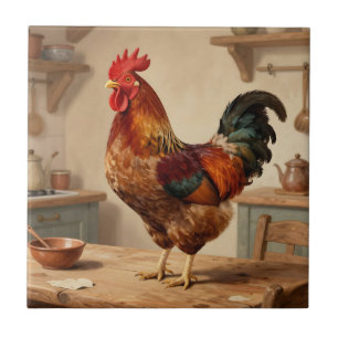 Boerderijkeuken met trotse haan tegeltje