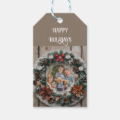 Boerderijkrans Aanpasbare Familie Kerstmis Cadeaulabel (Voorkant)