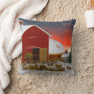 Boerderijleven Barnyard in de winter Horatio Shaw Kussen