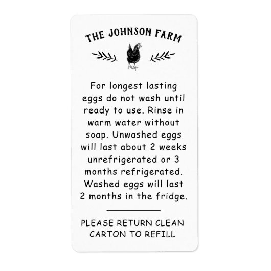 Boerderijnaam Eierafhandeling Retourkarton Label (Voorkant)