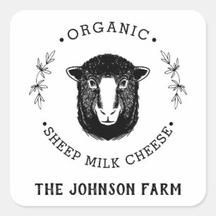 Boerderijnaam Krans Schapenkaasmelk Vintage Vierkante Sticker