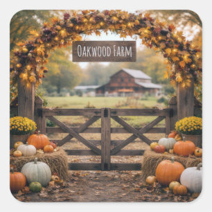 Boerderijnaam op Herfstpoort Vierkante Sticker