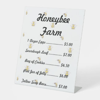 Boerderijproduct Bord Sjabloon Honingbij Thema Reclamebord Met Voetstuk